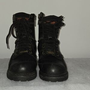 Harley-Davidson Black Lace-Up Boots with Orange Highlights